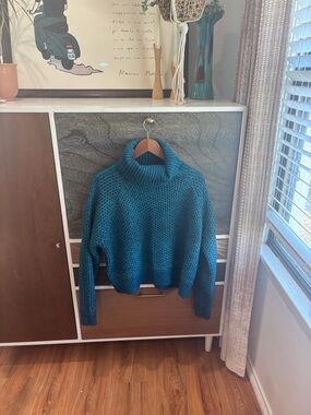 Chunky Teal Turtleneck Sweater